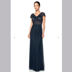 Formal Navy Mesh Gown w Nude Underlining